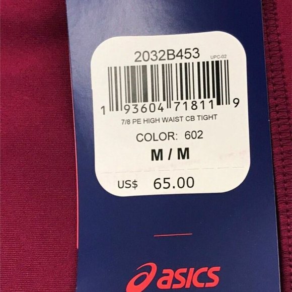 Asics W7/8 Fashion High Waisted Tight Legging - Women's Size M - Purple - Picture 12 of 12